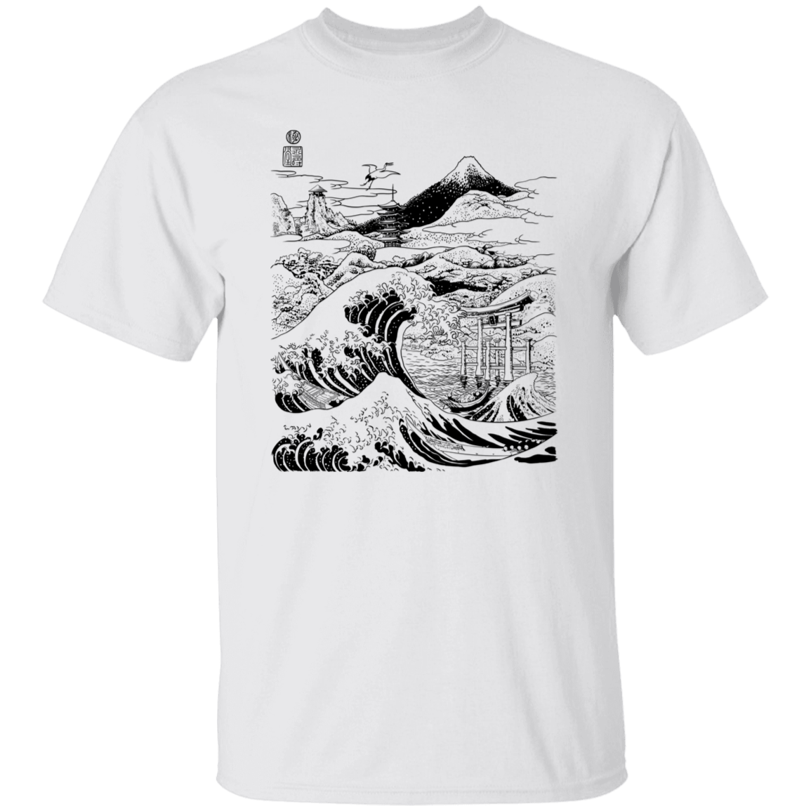 T-Shirts White / S Hokusai Paisaje Ink T-Shirt