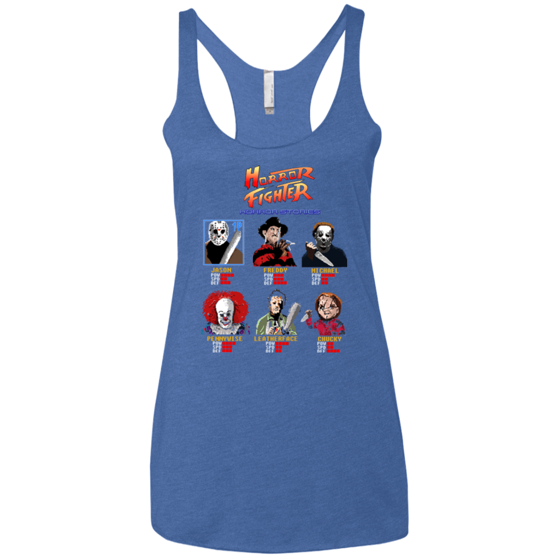 T-Shirts Vintage Royal / X-Small Horror Fighter Women's Triblend Racerback Tank