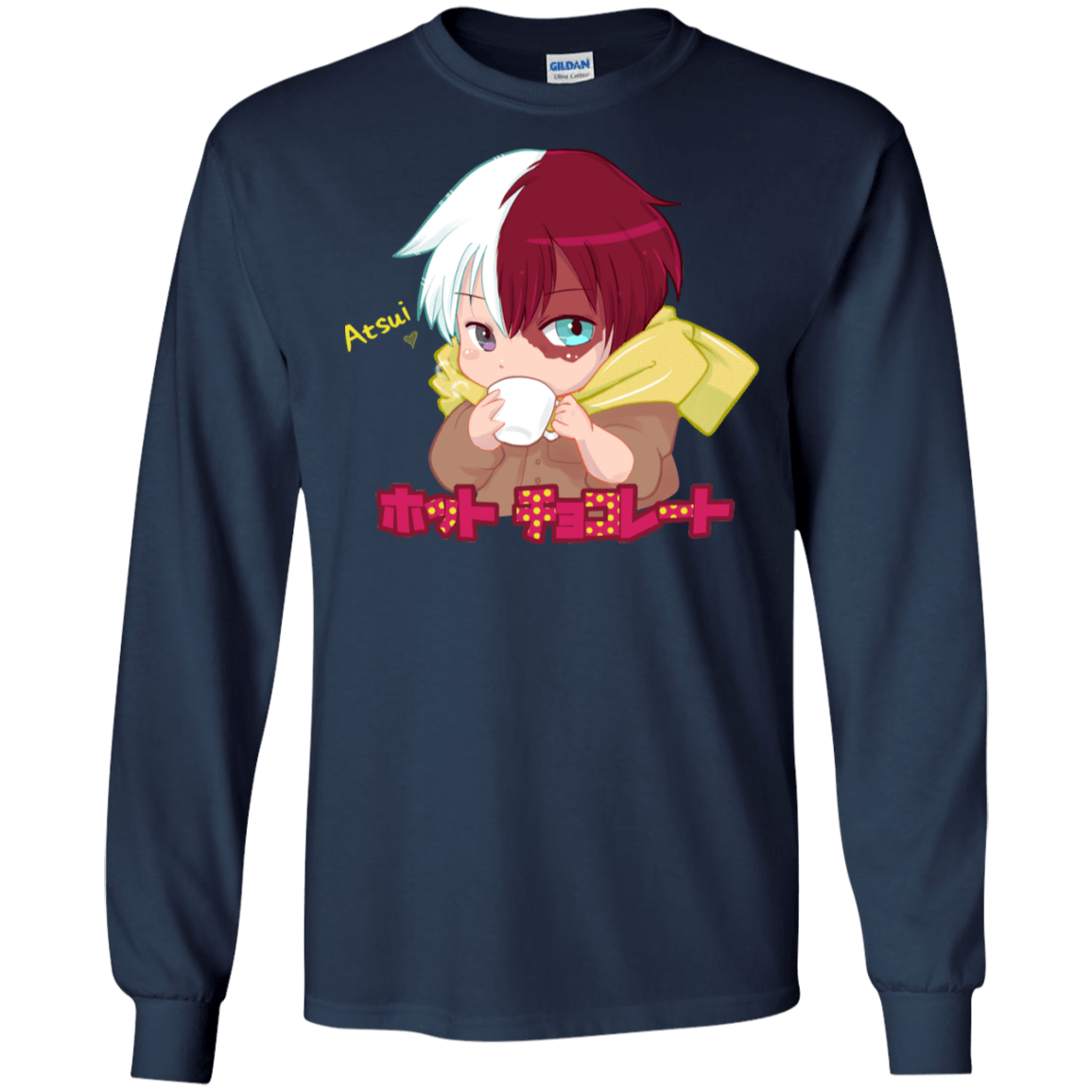 T-Shirts Navy / S Hotto Chokoretto Men's Long Sleeve T-Shirt