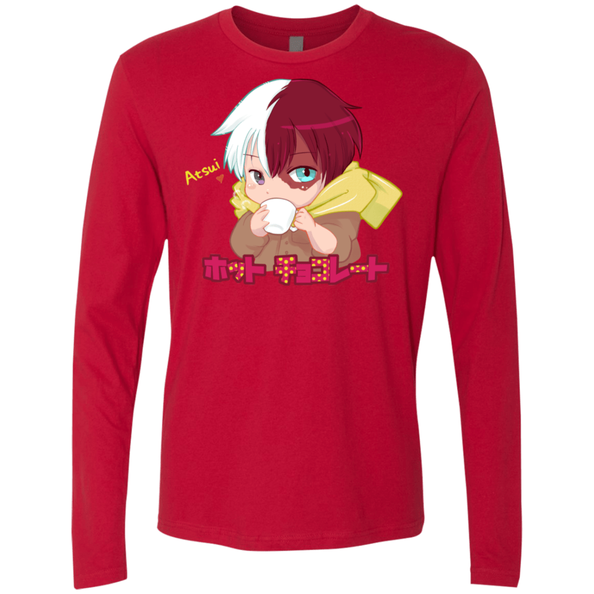 T-Shirts Red / S Hotto Chokoretto Men's Premium Long Sleeve