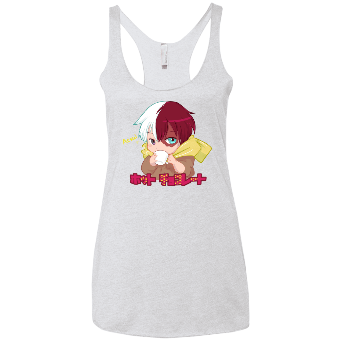T-Shirts Heather White / X-Small Hotto Chokoretto Women's Triblend Racerback Tank