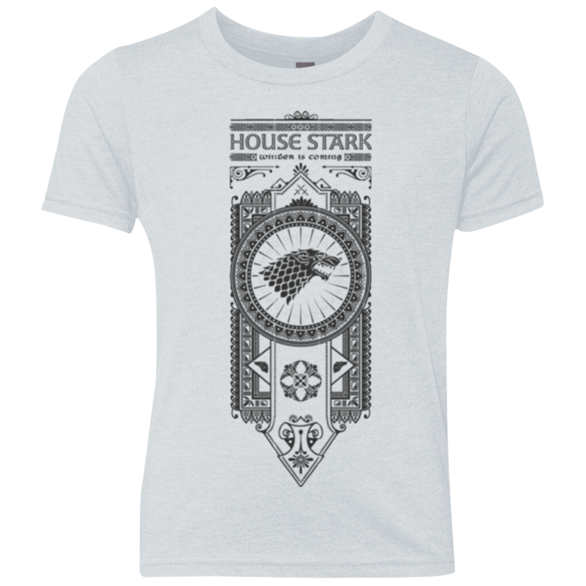 T-Shirts Heather White / YXS House Stark Black Youth Triblend T-Shirt