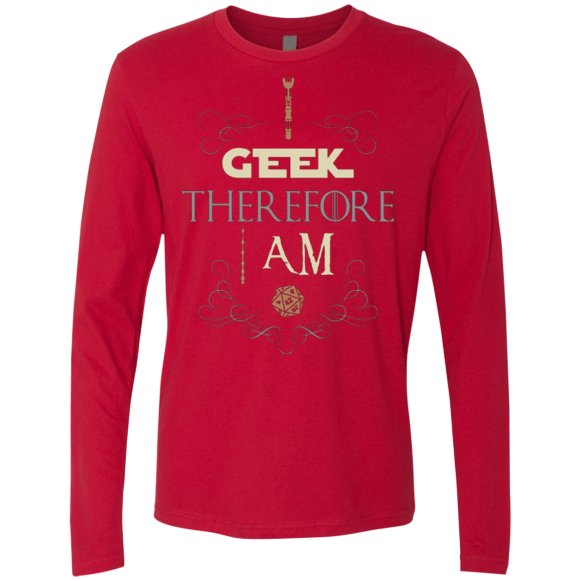 T-Shirts Red / Small I GEEK (1) Men's Premium Long Sleeve