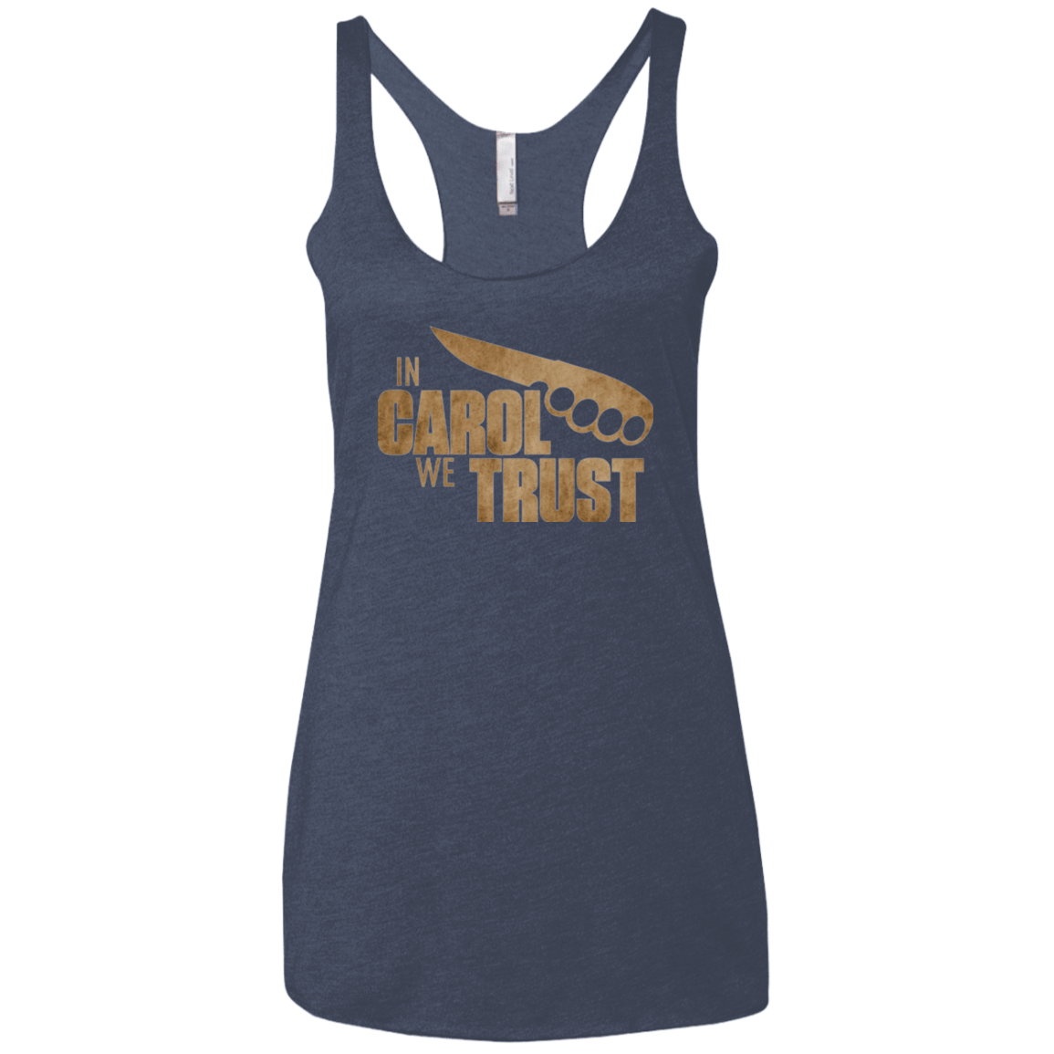 T-Shirts Vintage Navy / X-Small In Carol We Trust Women's Triblend Racerback Tank