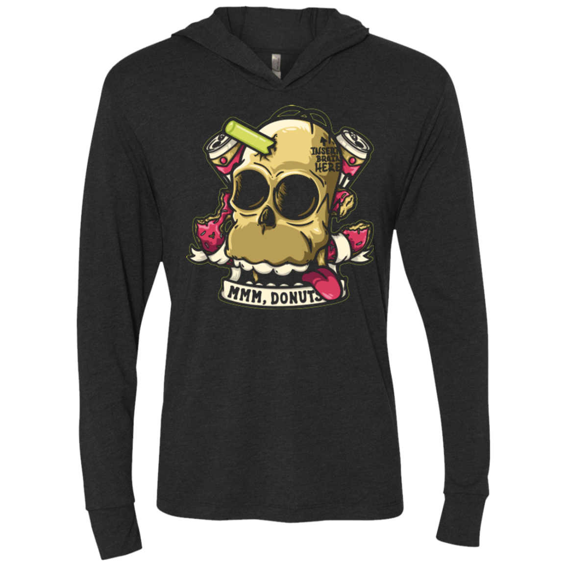 T-Shirts Vintage Black / X-Small Insert Brain Here Triblend Long Sleeve Hoodie Tee