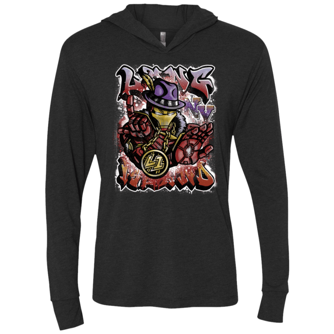 T-Shirts Vintage Black / X-Small Ironman Long Island Triblend Long Sleeve Hoodie Tee