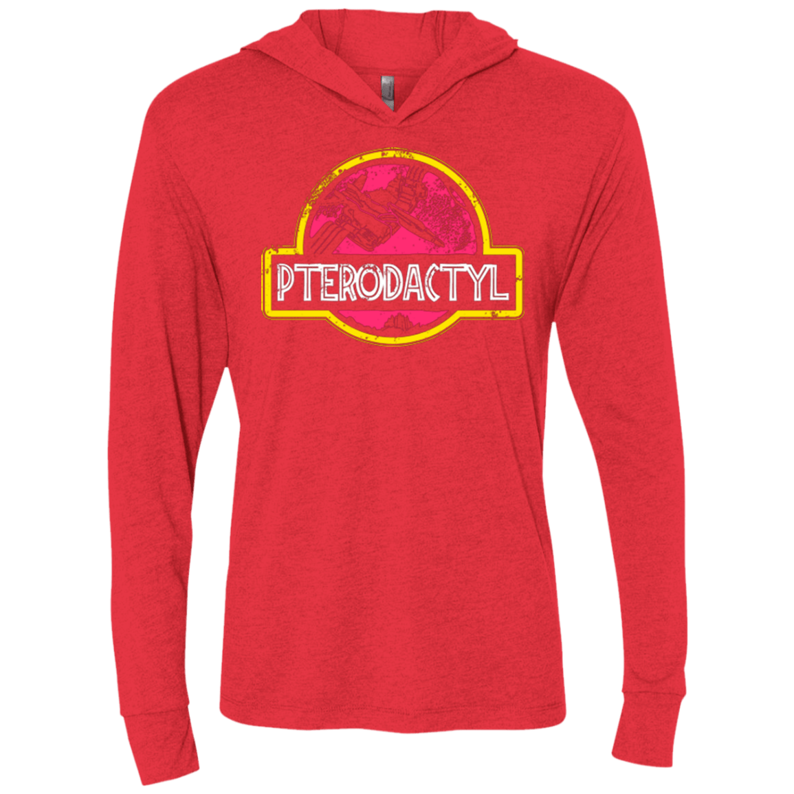 T-Shirts Vintage Red / X-Small Jurassic Power Pink Triblend Long Sleeve Hoodie Tee