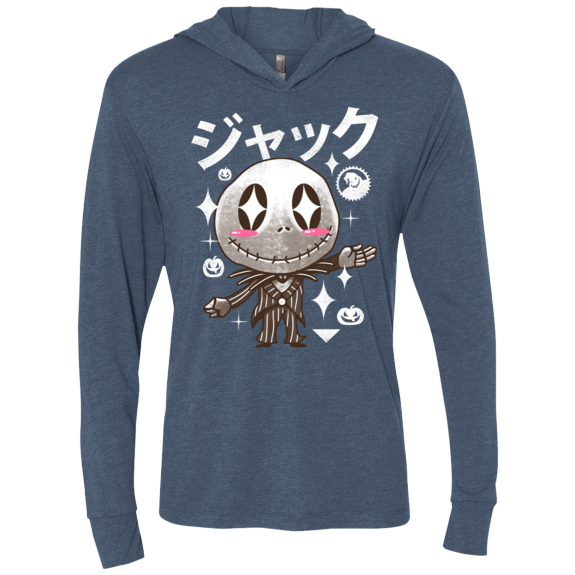 T-Shirts Indigo / X-Small Kawaii Before Christmas Triblend Long Sleeve Hoodie Tee