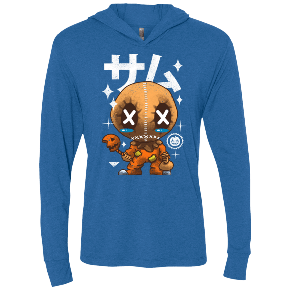 T-Shirts Vintage Royal / X-Small Kawaii Pumpkin Triblend Long Sleeve Hoodie Tee