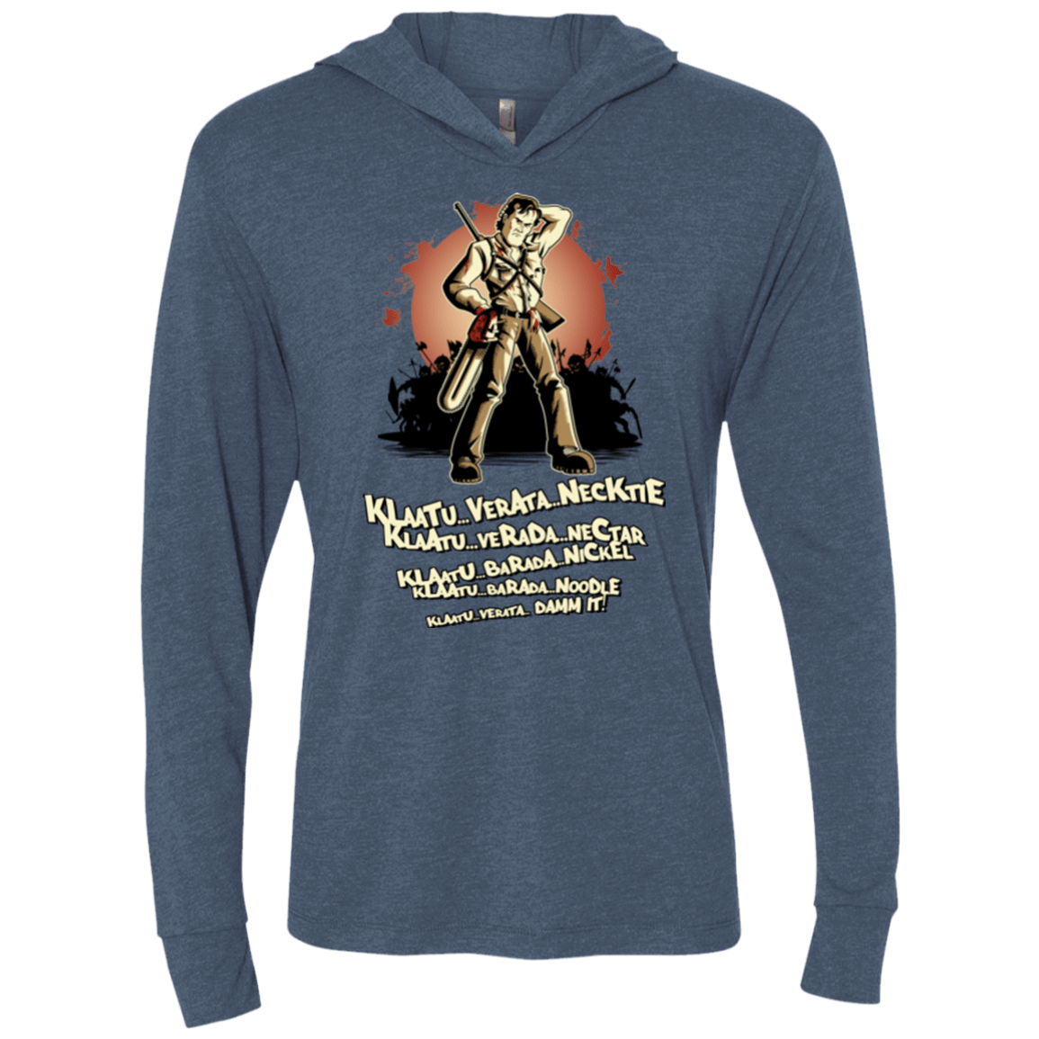 T-Shirts Indigo / X-Small Klaatu Barada Nikto Triblend Long Sleeve Hoodie Tee