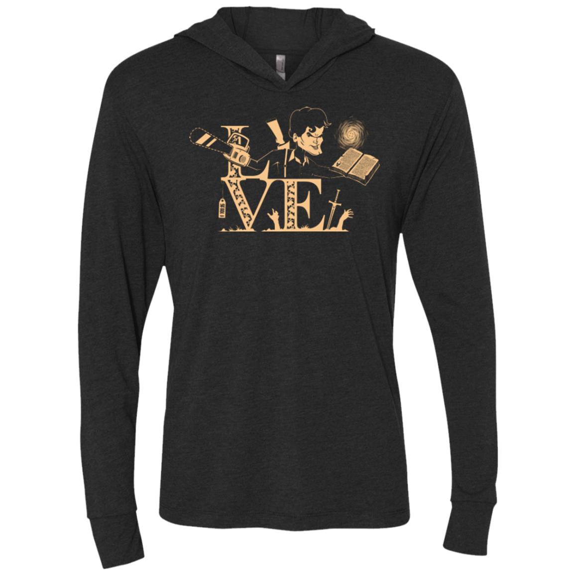 T-Shirts Vintage Black / X-Small Love Ash Triblend Long Sleeve Hoodie Tee