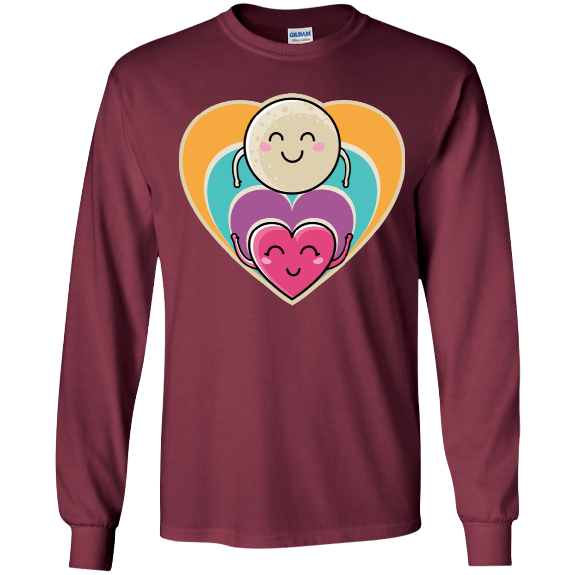 T-Shirts Maroon / YS Love to the Moon and Back Youth Long Sleeve T-Shirt