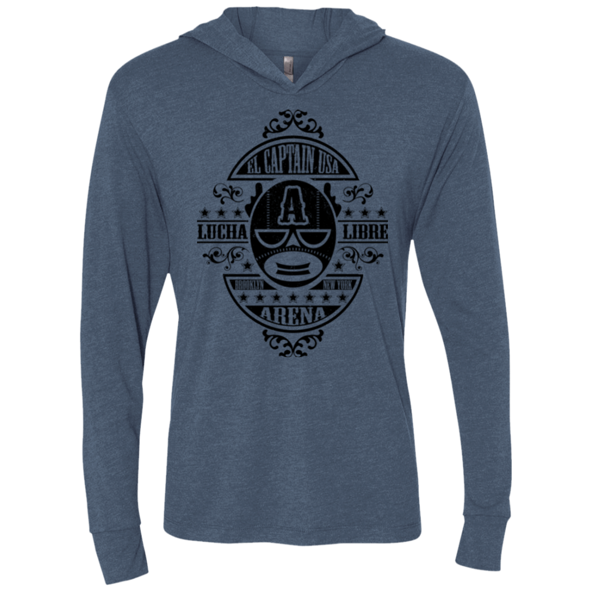 T-Shirts Indigo / X-Small Lucha Captain Triblend Long Sleeve Hoodie Tee