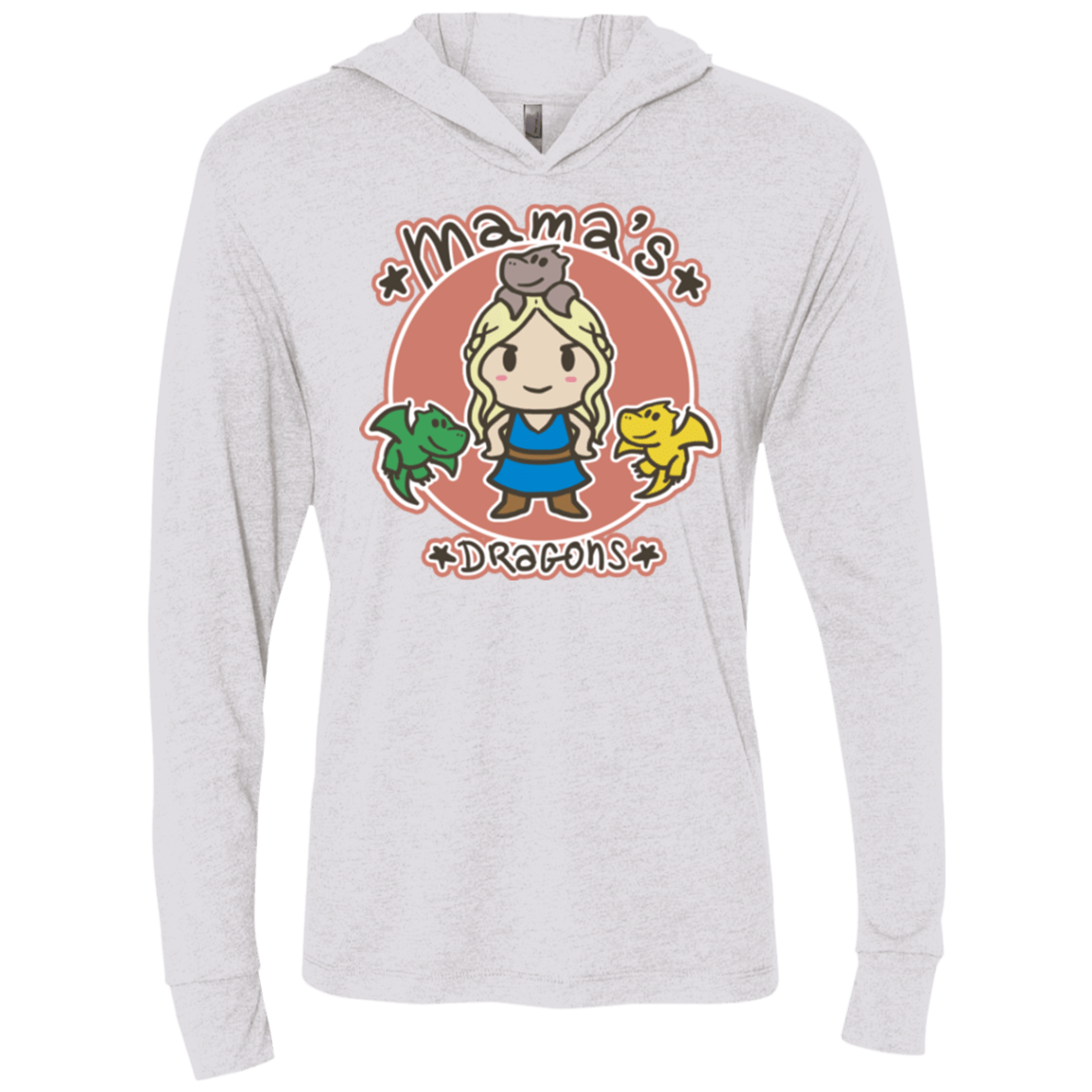 T-Shirts Heather White / X-Small Mamas Dragons Triblend Long Sleeve Hoodie Tee