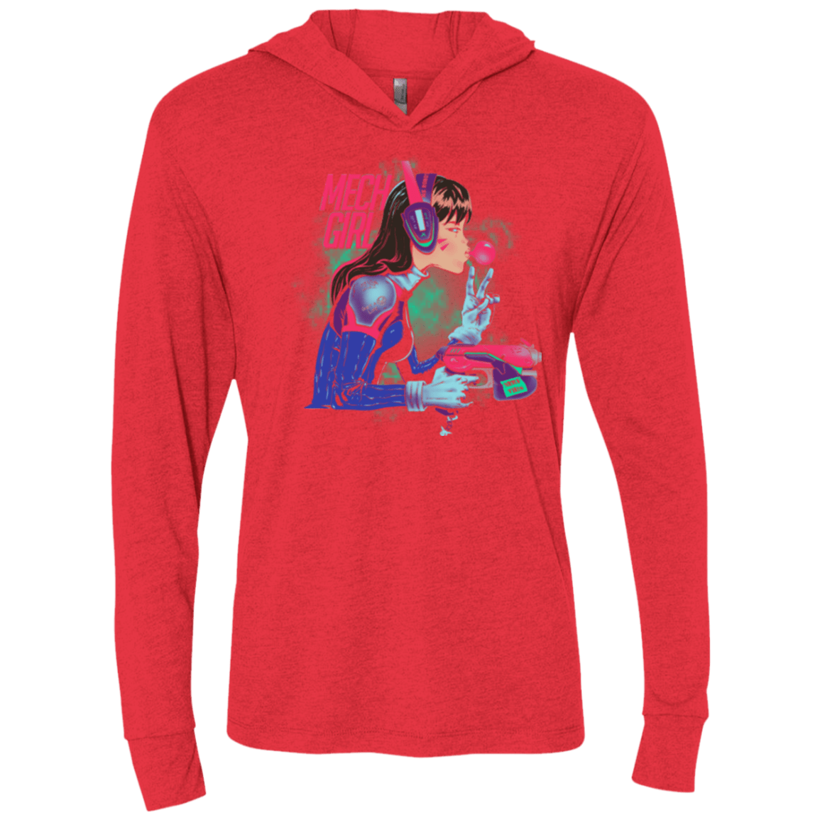 T-Shirts Vintage Red / X-Small Mech Girl Triblend Long Sleeve Hoodie Tee