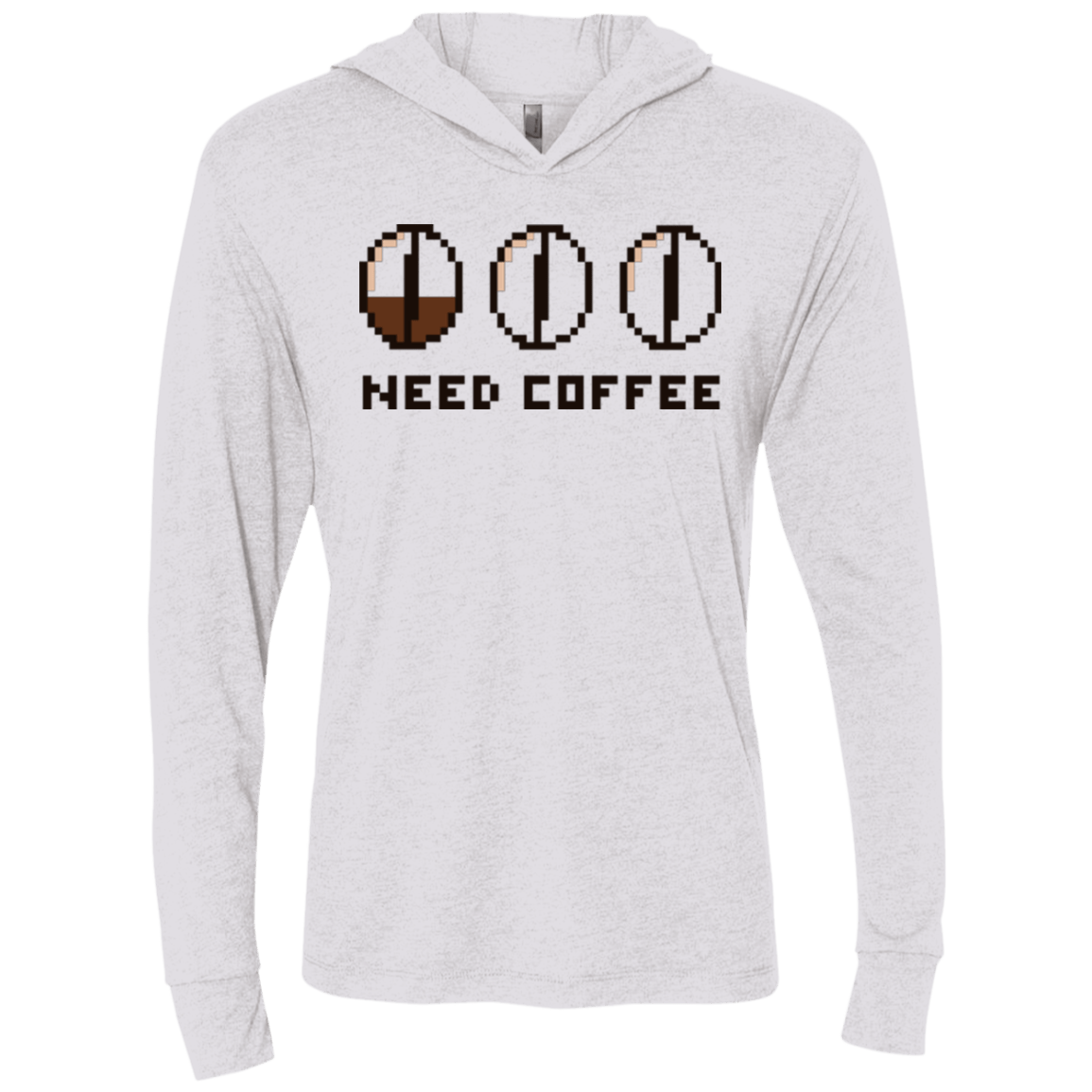 T-Shirts Heather White / X-Small Need Coffee Triblend Long Sleeve Hoodie Tee