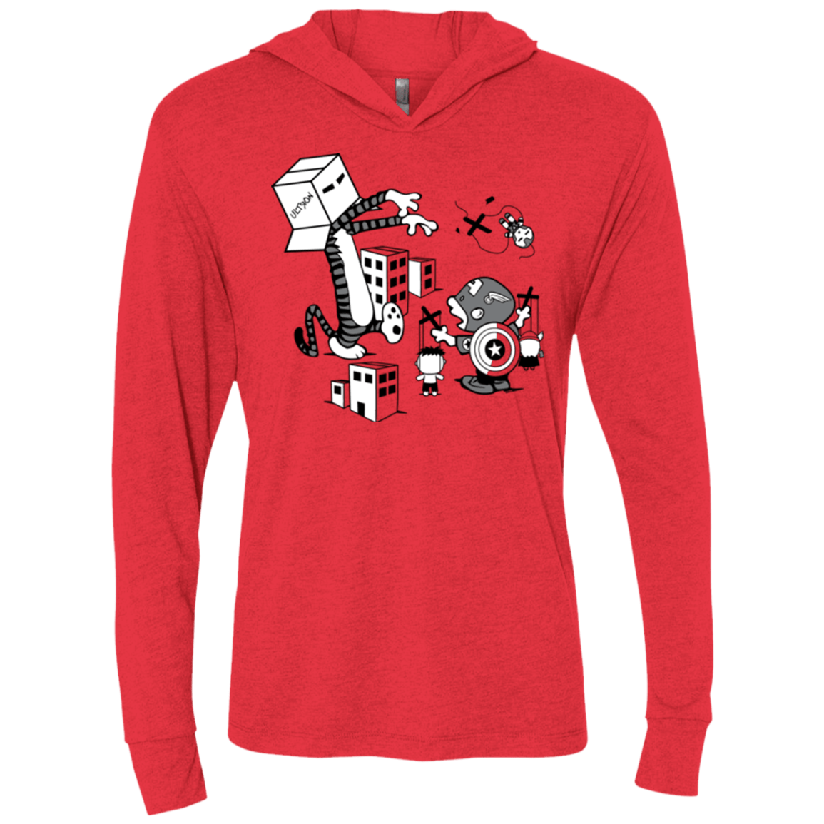 T-Shirts Vintage Red / X-Small No Strings Attached Triblend Long Sleeve Hoodie Tee