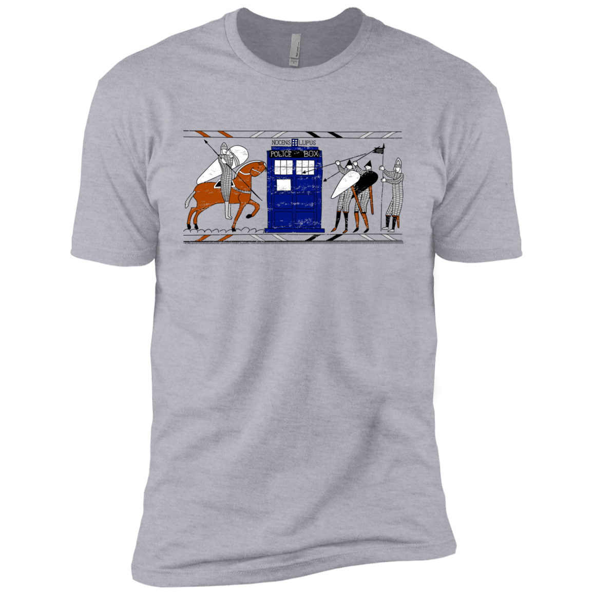 T-Shirts Heather Grey / YXS Nocens Lupus Tardis in the Bayeux Tapestry Boys Premium T-Shirt