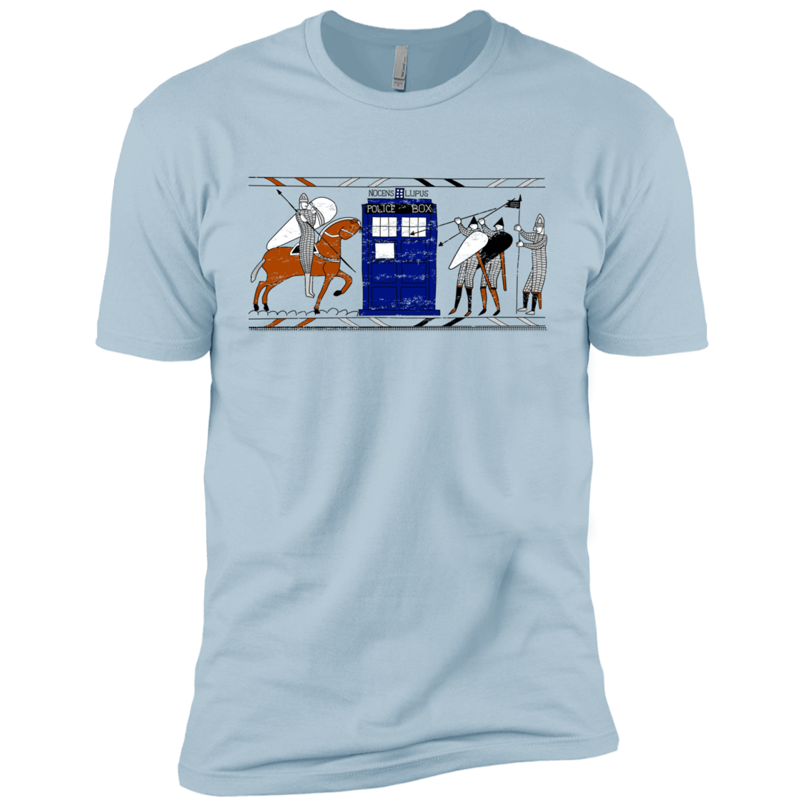 T-Shirts Light Blue / YXS Nocens Lupus Tardis in the Bayeux Tapestry Boys Premium T-Shirt