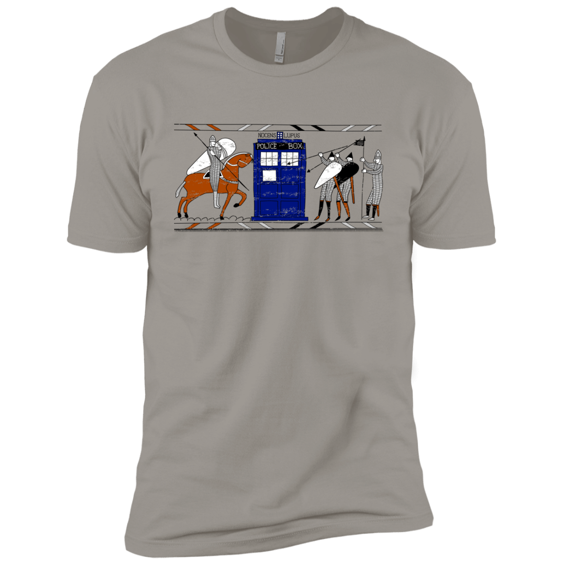 T-Shirts Light Grey / YXS Nocens Lupus Tardis in the Bayeux Tapestry Boys Premium T-Shirt