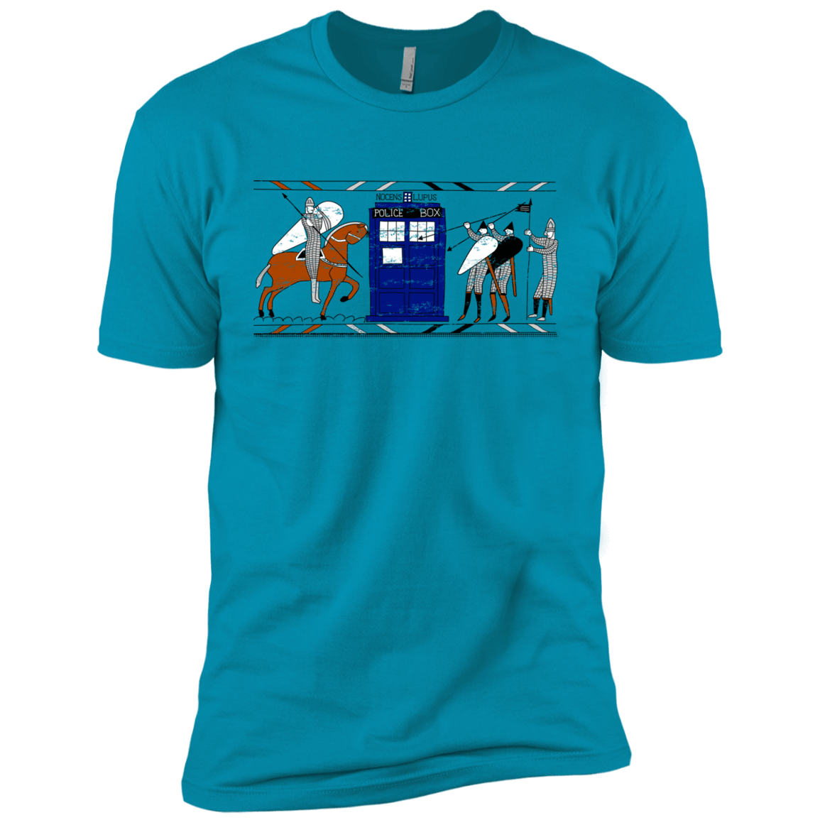 T-Shirts Turquoise / YXS Nocens Lupus Tardis in the Bayeux Tapestry Boys Premium T-Shirt