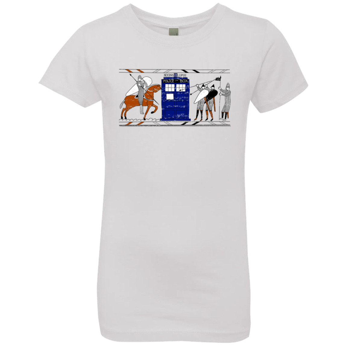 T-Shirts White / YXS Nocens Lupus Tardis in the Bayeux Tapestry Girls Premium T-Shirt