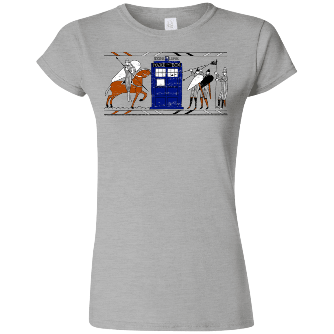 T-Shirts Sport Grey / S Nocens Lupus Tardis in the Bayeux Tapestry Junior Slimmer-Fit T-Shirt