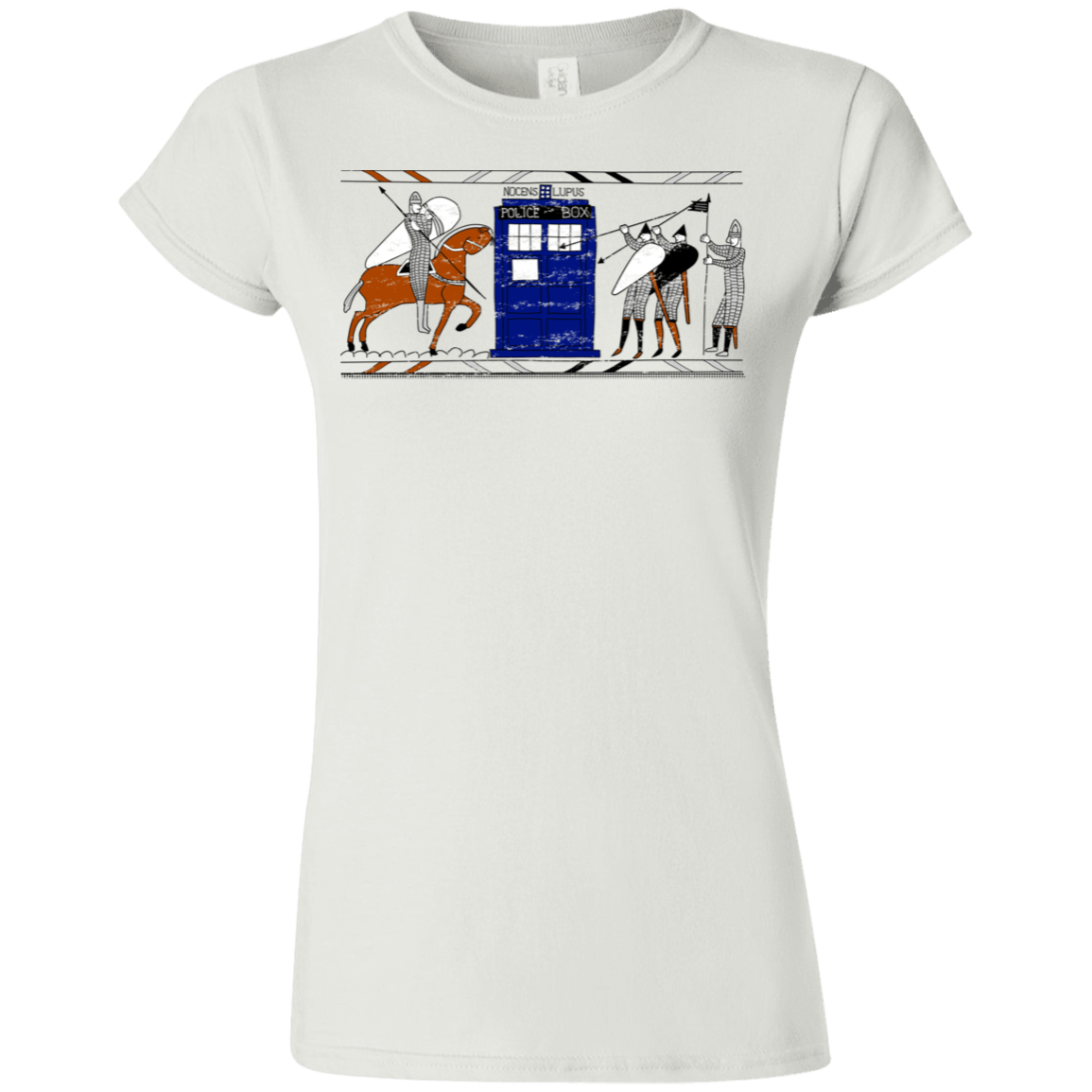 T-Shirts White / S Nocens Lupus Tardis in the Bayeux Tapestry Junior Slimmer-Fit T-Shirt