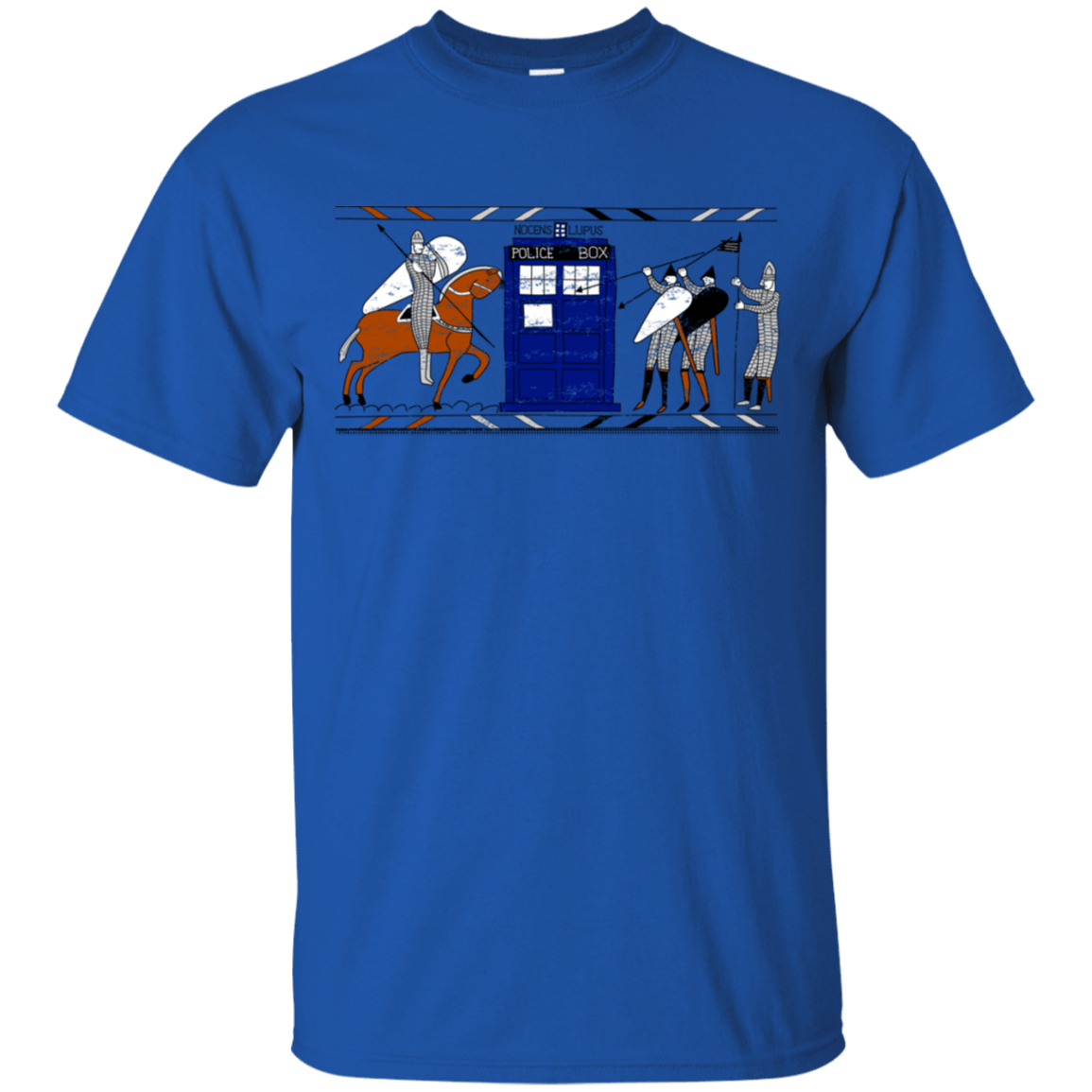 T-Shirts Royal / S Nocens Lupus Tardis in the Bayeux Tapestry T-Shirt