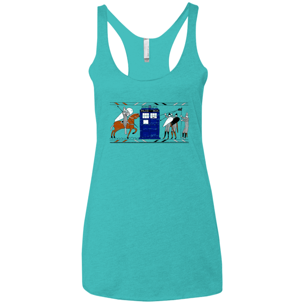 T-Shirts Tahiti Blue / X-Small Nocens Lupus Tardis in the Bayeux Tapestry Women's Triblend Racerback Tank