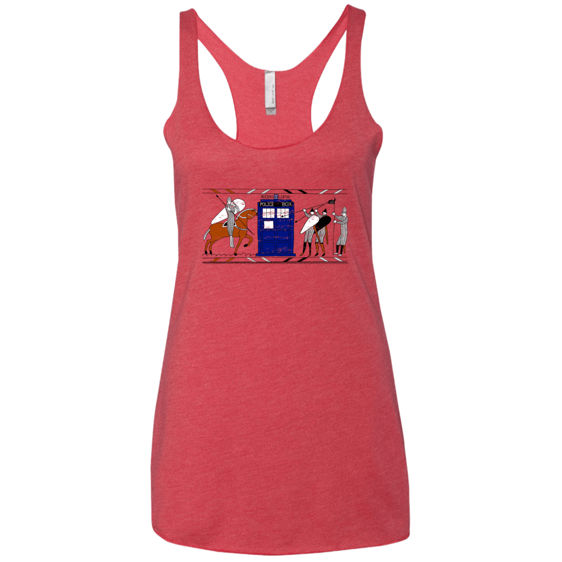 T-Shirts Vintage Red / X-Small Nocens Lupus Tardis in the Bayeux Tapestry Women's Triblend Racerback Tank
