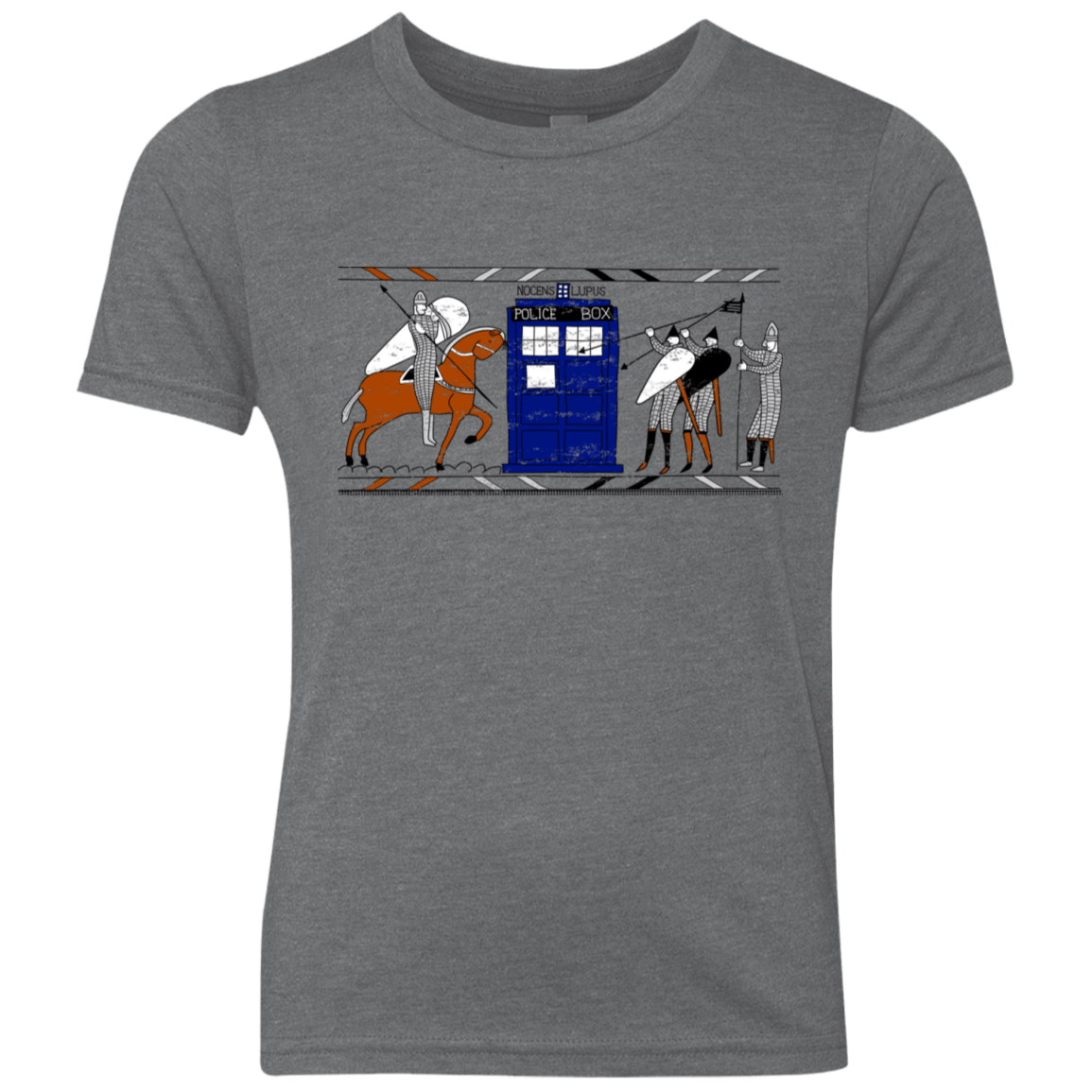 T-Shirts Premium Heather / YXS Nocens Lupus Tardis in the Bayeux Tapestry Youth Triblend T-Shirt