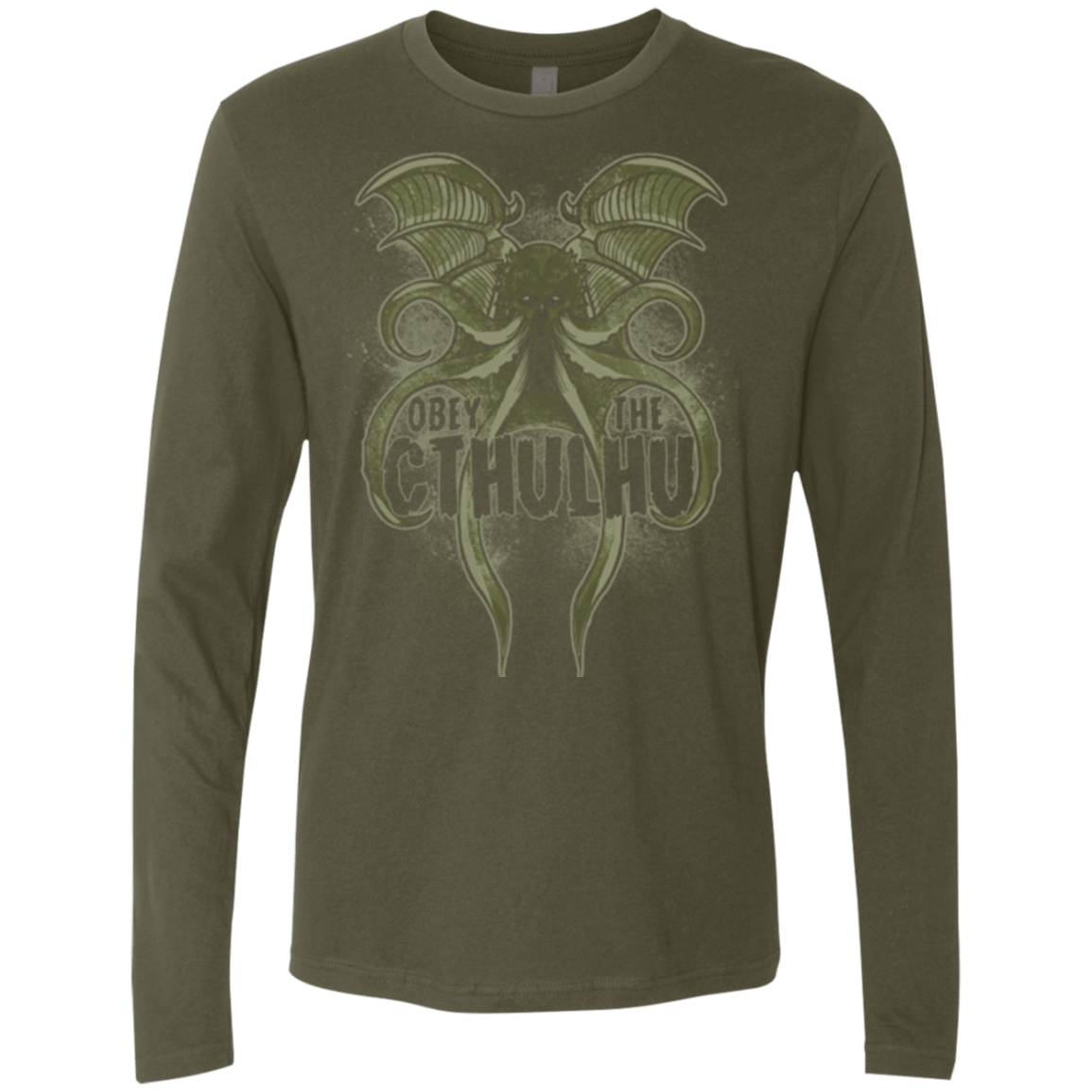 T-Shirts Military Green / Small Obey the Cthulhu Men's Premium Long Sleeve