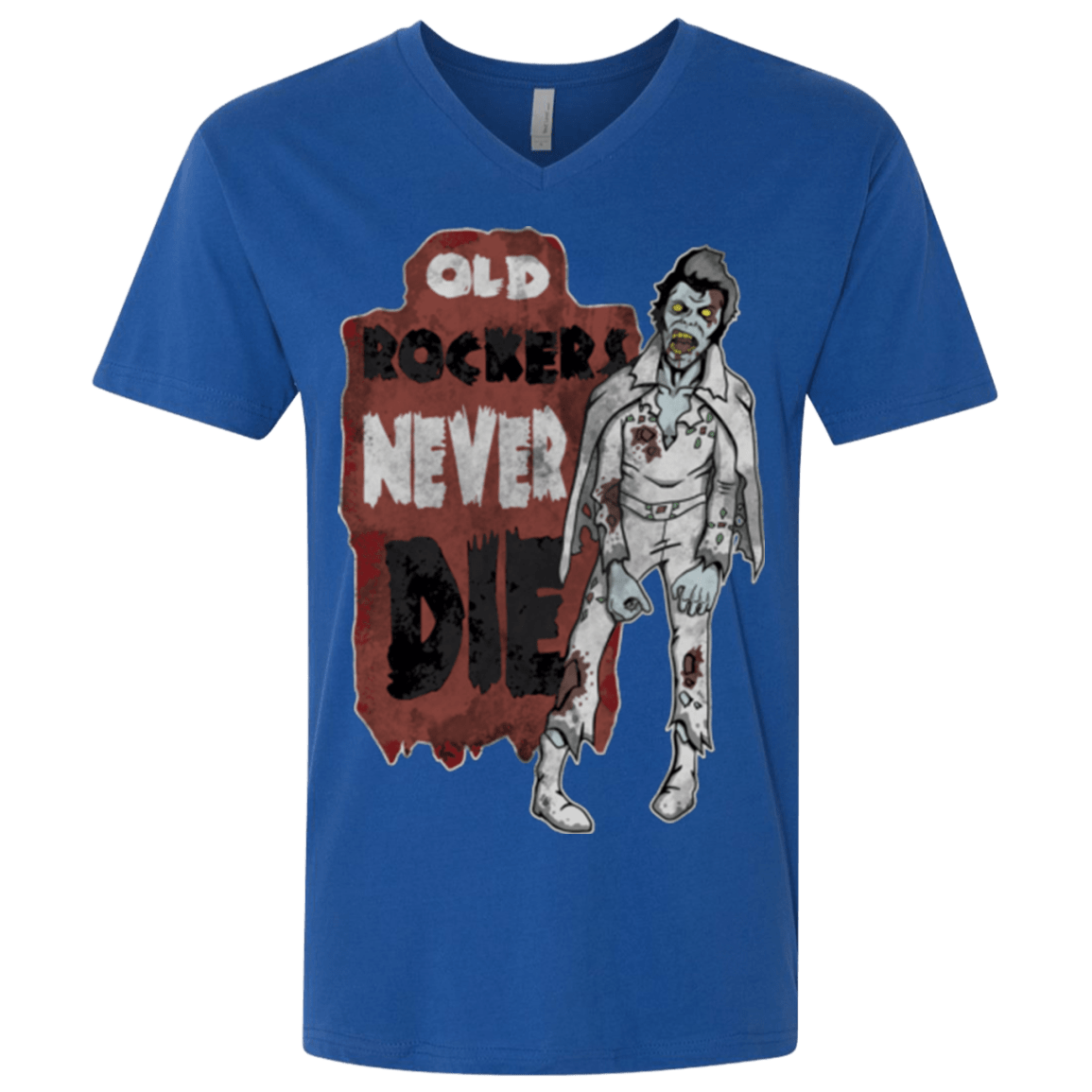 T-Shirts Royal / X-Small Old Rockers Never Die Men's Premium V-Neck