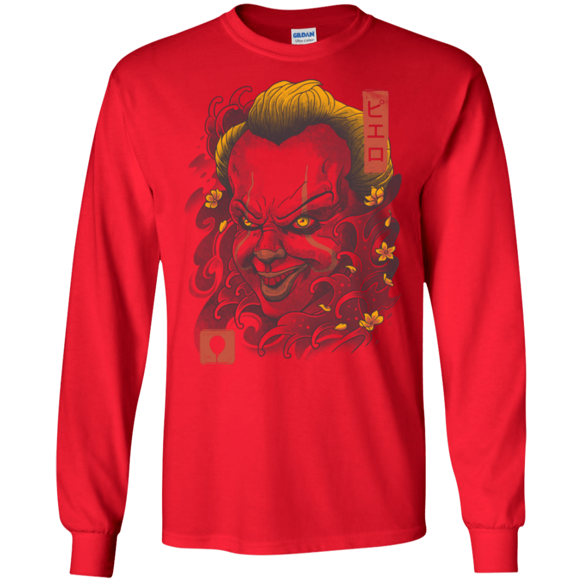 T-Shirts Red / S Oni Clown Mask Men's Long Sleeve T-Shirt