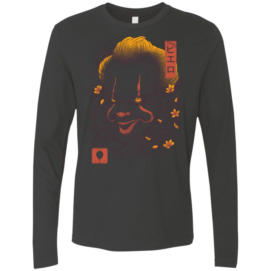 T-Shirts Heavy Metal / S Oni Clown Mask Men's Premium Long Sleeve