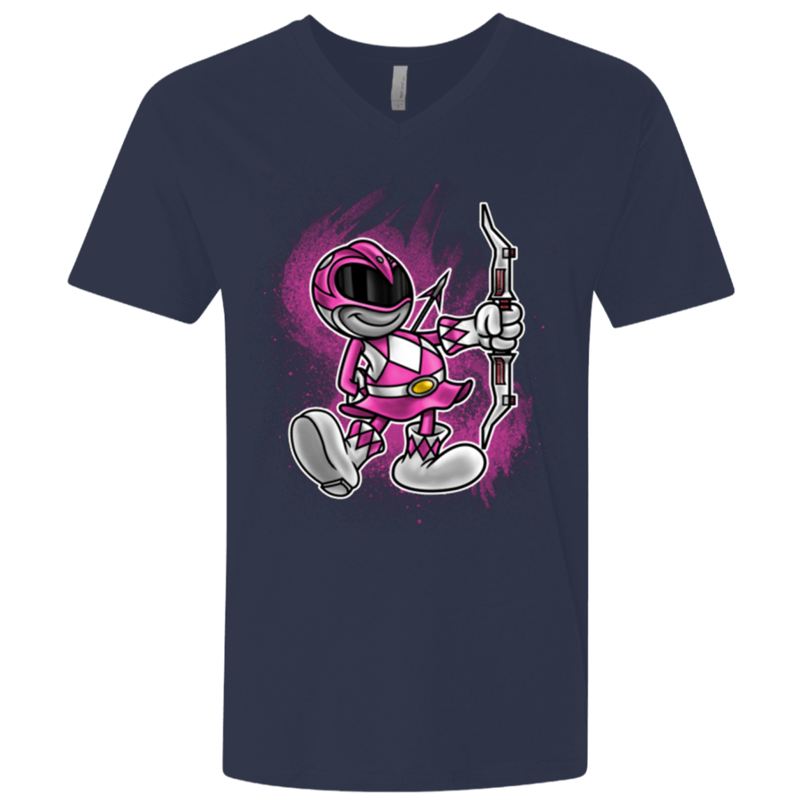 T-Shirts Midnight Navy / X-Small Pink Ranger Artwork Men's Premium V-Neck