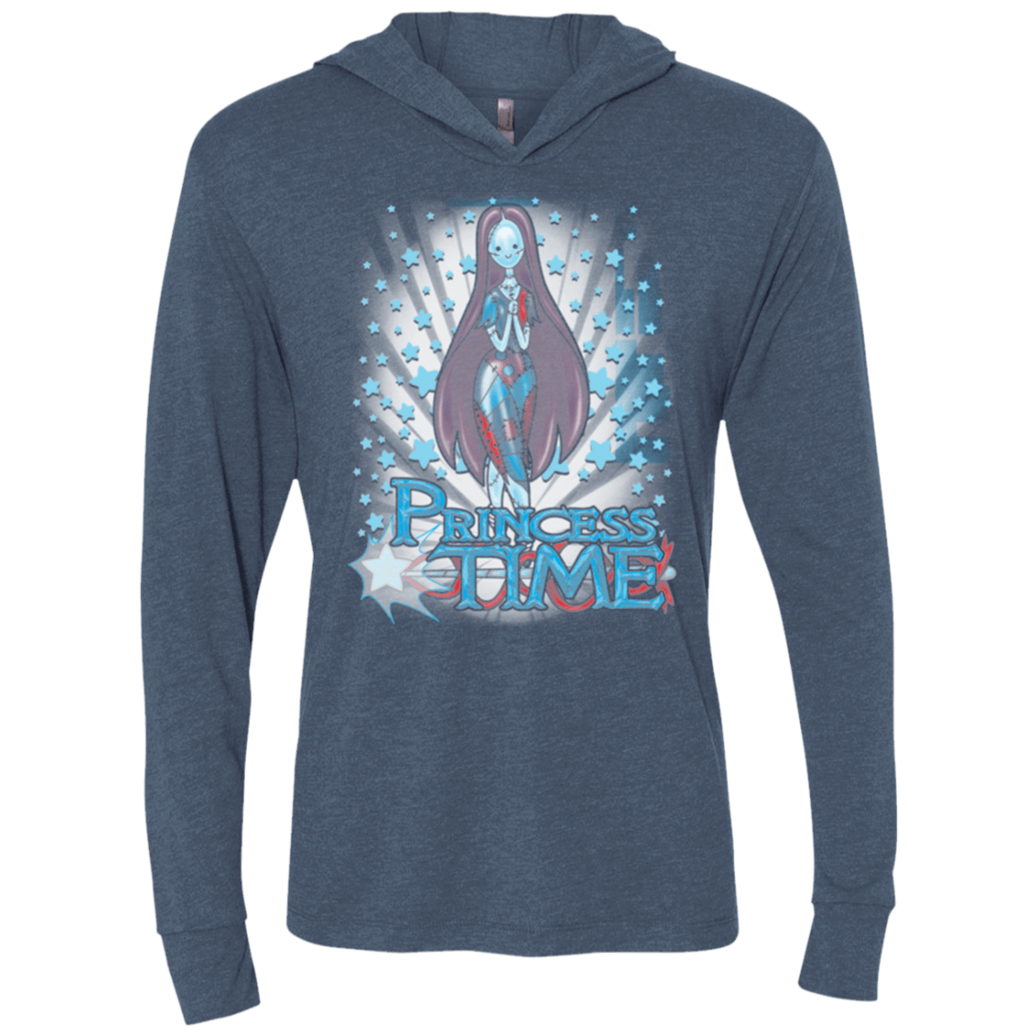 T-Shirts Indigo / X-Small Princess Time Sally Triblend Long Sleeve Hoodie Tee