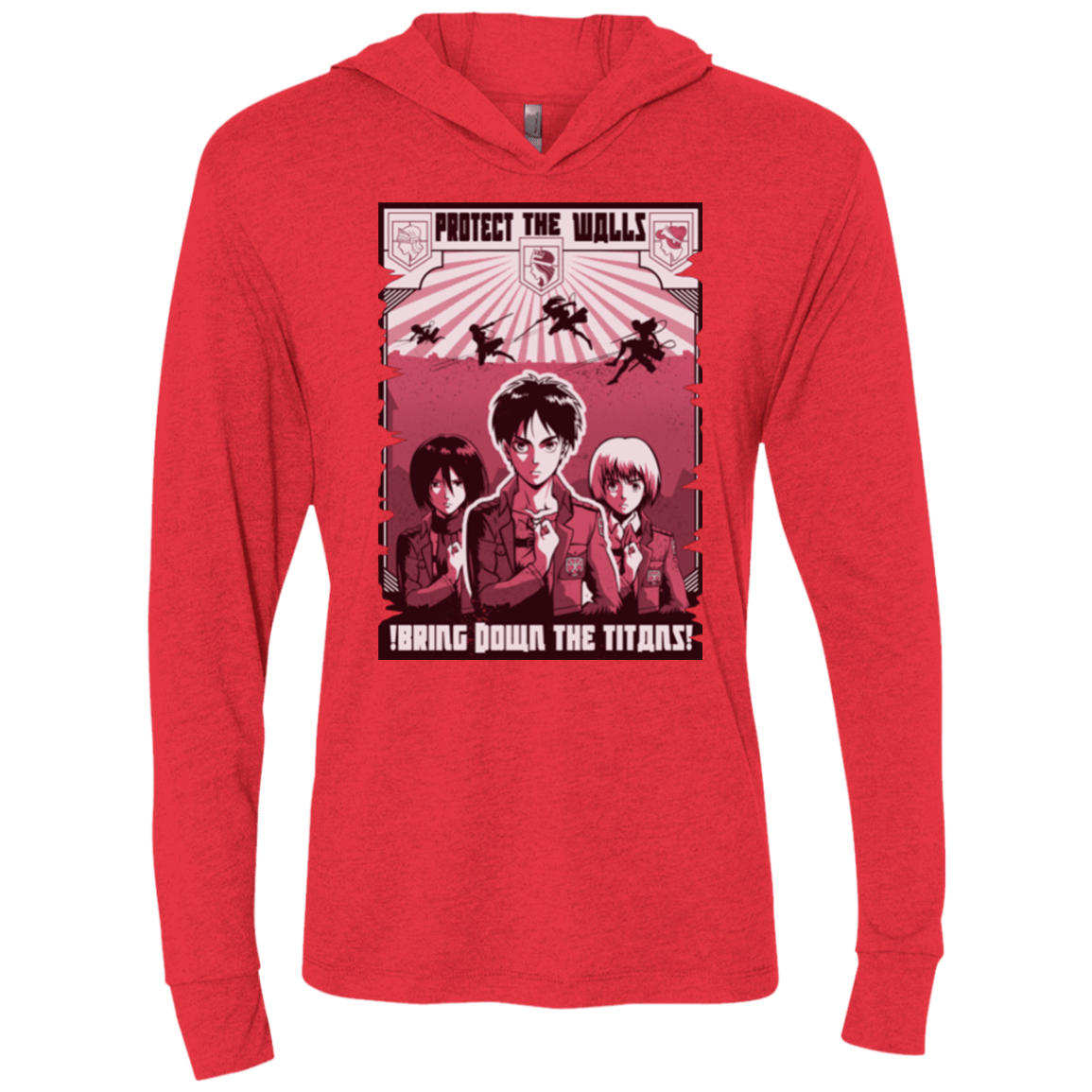 T-Shirts Vintage Red / X-Small Protect the Walls Triblend Long Sleeve Hoodie Tee