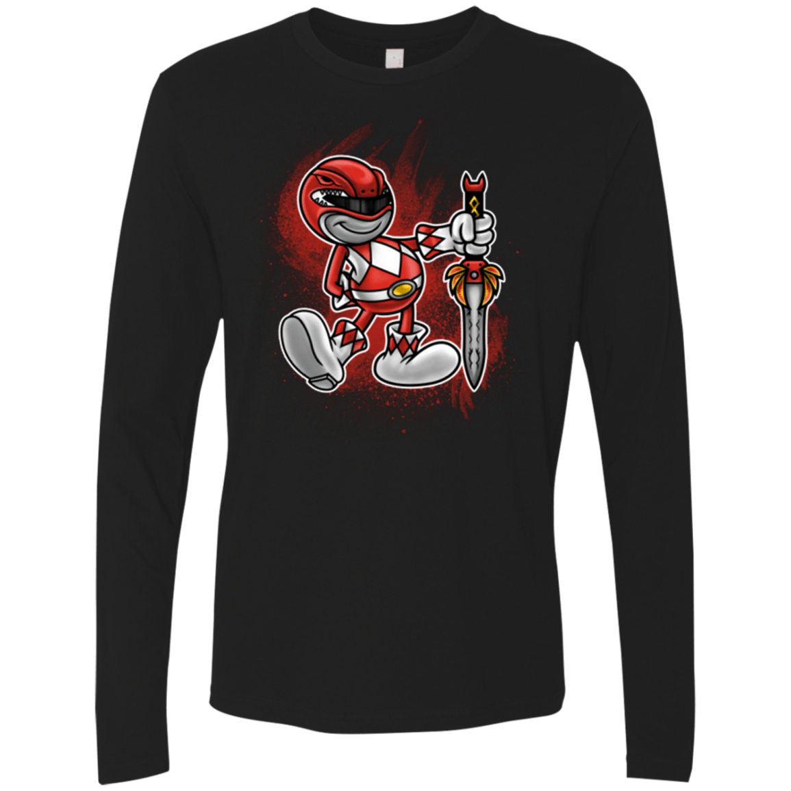 T-Shirts Black / Small Red Ranger Artwork Men's Premium Long Sleeve