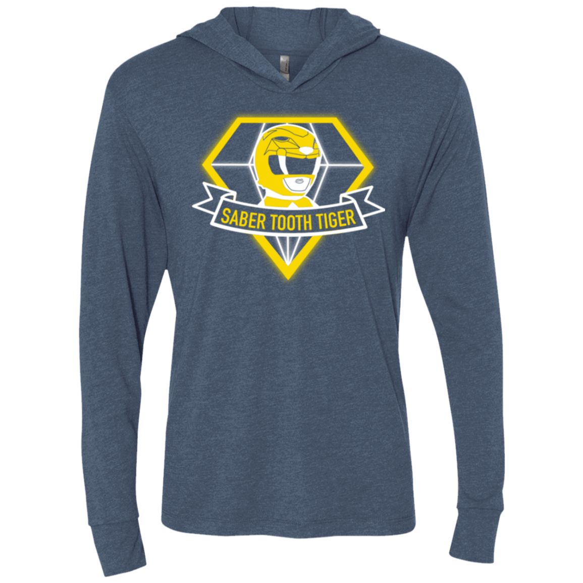 T-Shirts Indigo / X-Small Saber Tooth Tiger Triblend Long Sleeve Hoodie Tee