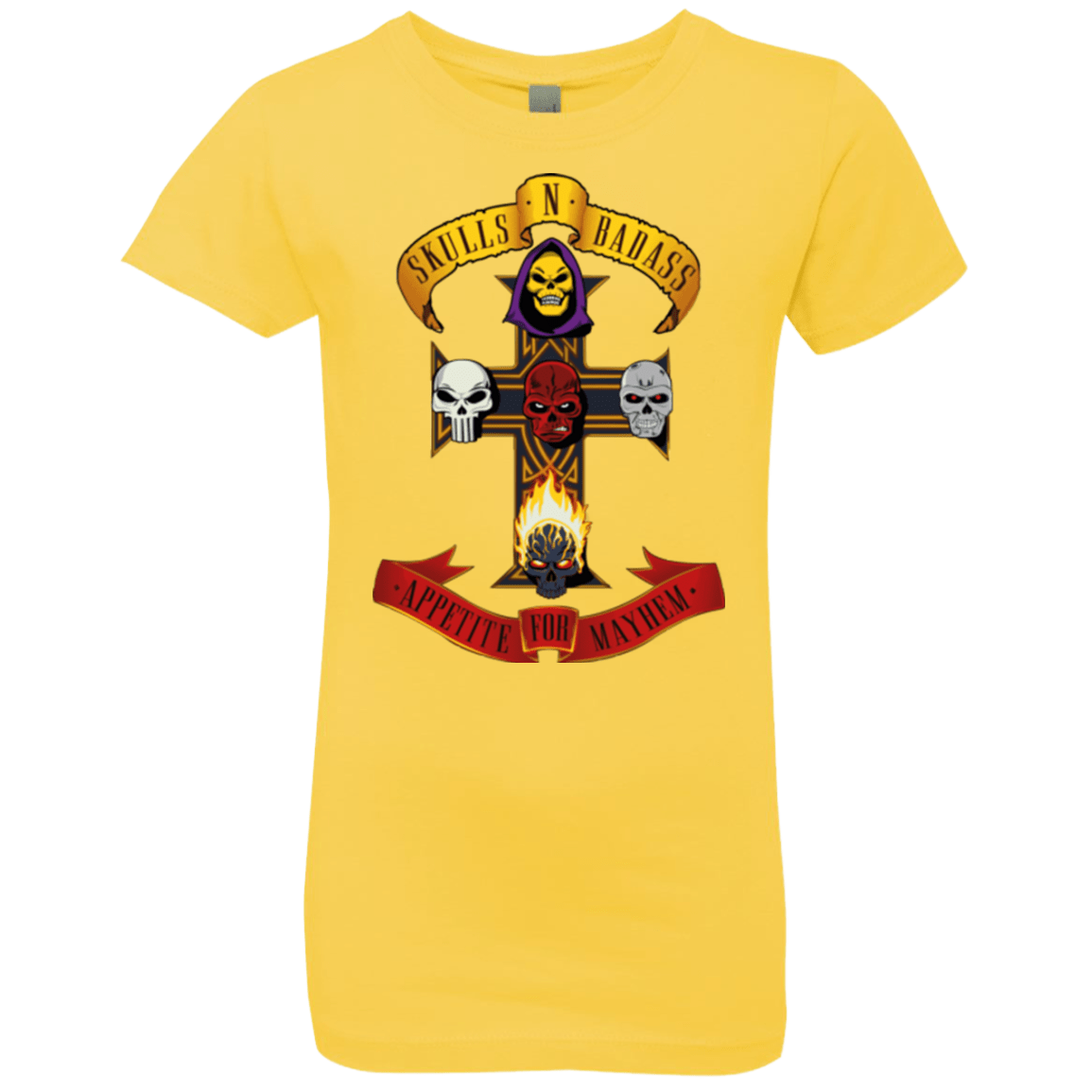 T-Shirts Vibrant Yellow / YXS Skull And Badass Girls Premium T-Shirt