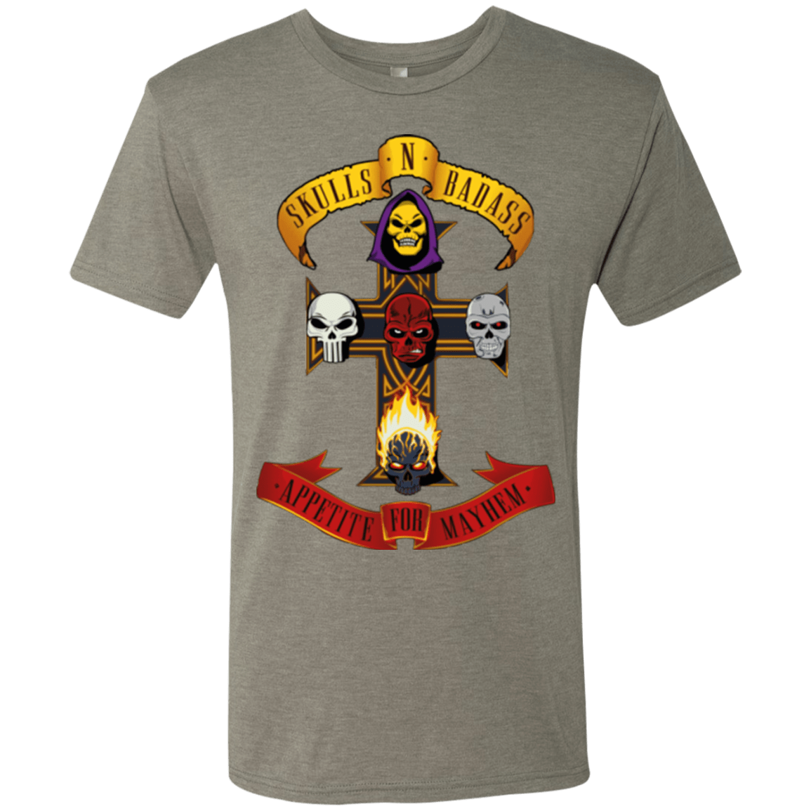T-Shirts Venetian Grey / Small Skull And Badass Men's Triblend T-Shirt