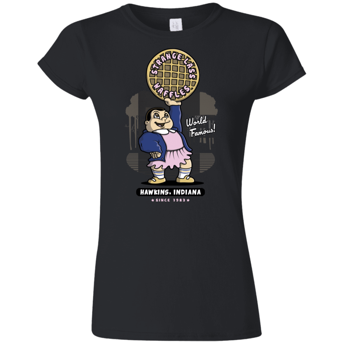 T-Shirts Black / S Strange Lass Waffles Junior Slimmer-Fit T-Shirt