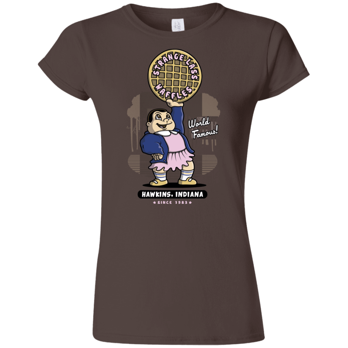 T-Shirts Dark Chocolate / S Strange Lass Waffles Junior Slimmer-Fit T-Shirt