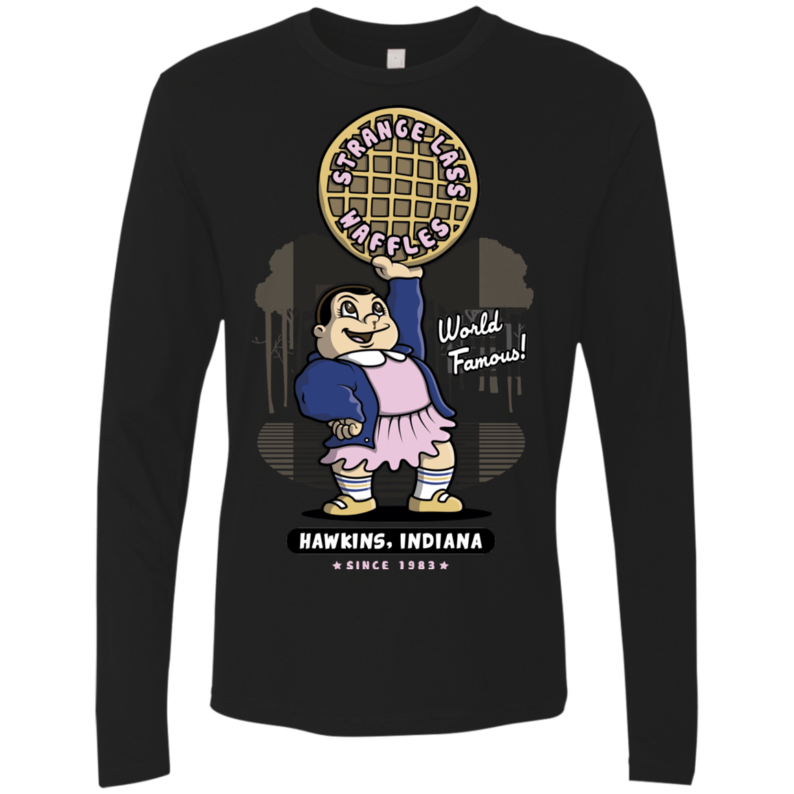 T-Shirts Black / S Strange Lass Waffles Men's Premium Long Sleeve