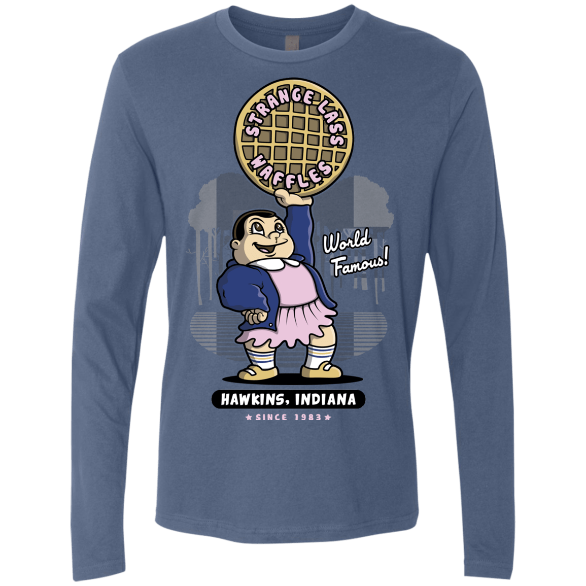 T-Shirts Indigo / S Strange Lass Waffles Men's Premium Long Sleeve