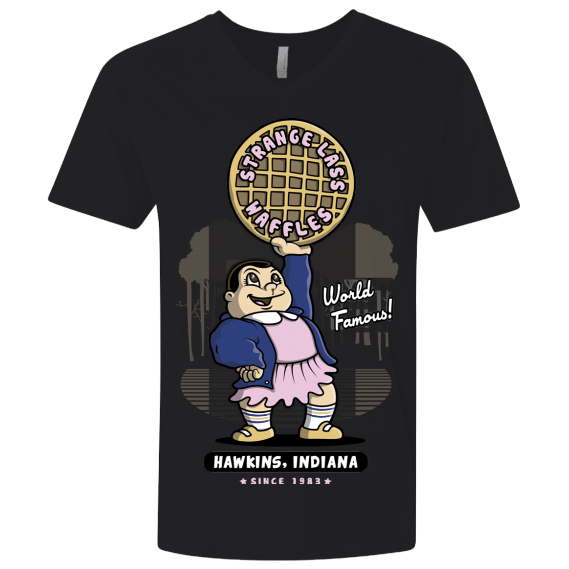 T-Shirts Black / X-Small Strange Lass Waffles Men's Premium V-Neck