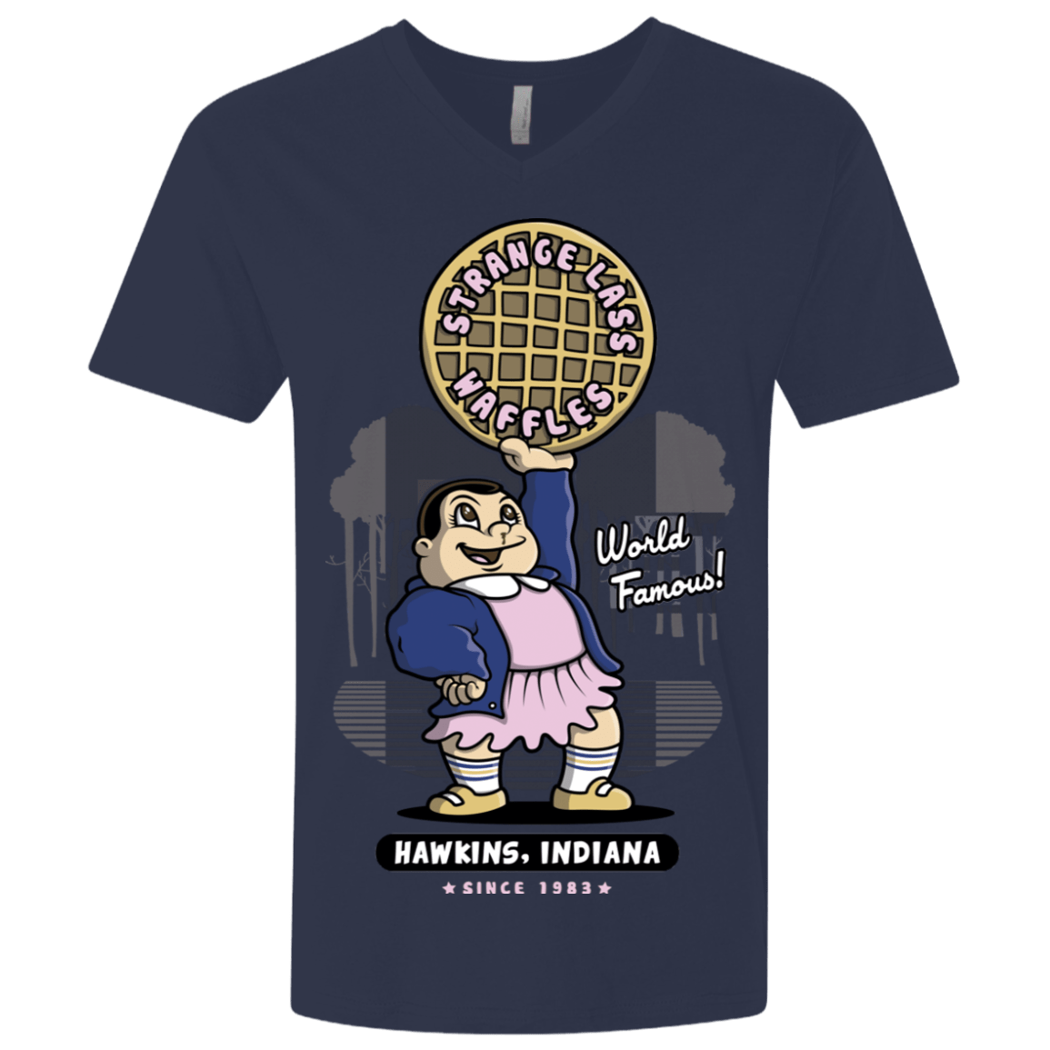 T-Shirts Midnight Navy / X-Small Strange Lass Waffles Men's Premium V-Neck