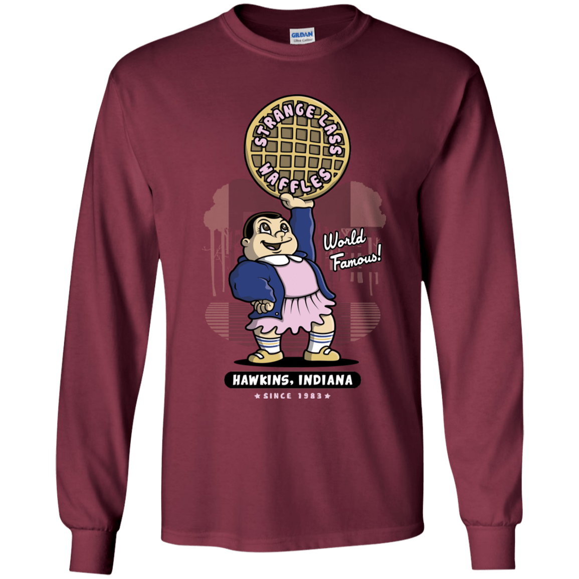T-Shirts Maroon / YS Strange Lass Waffles Youth Long Sleeve T-Shirt